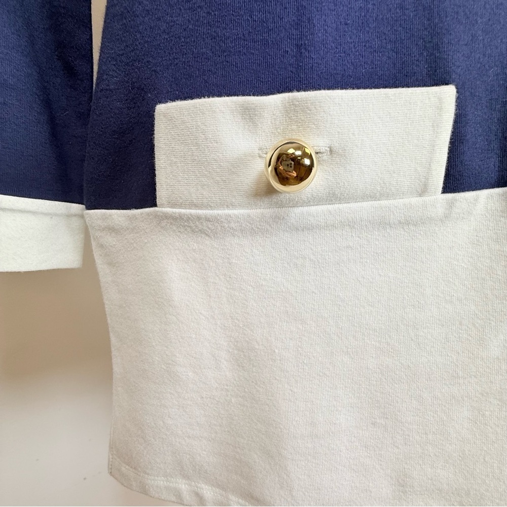 Kate Spade ‘Mazie’ Cotton Tunic Top Navy White Boatneck Women’s Size Small - Picture 9 of 11